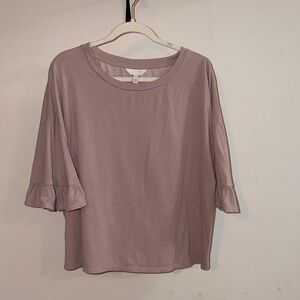 LC Lauren Conrad Dusty Mauve Ruffle Sleeve Tee